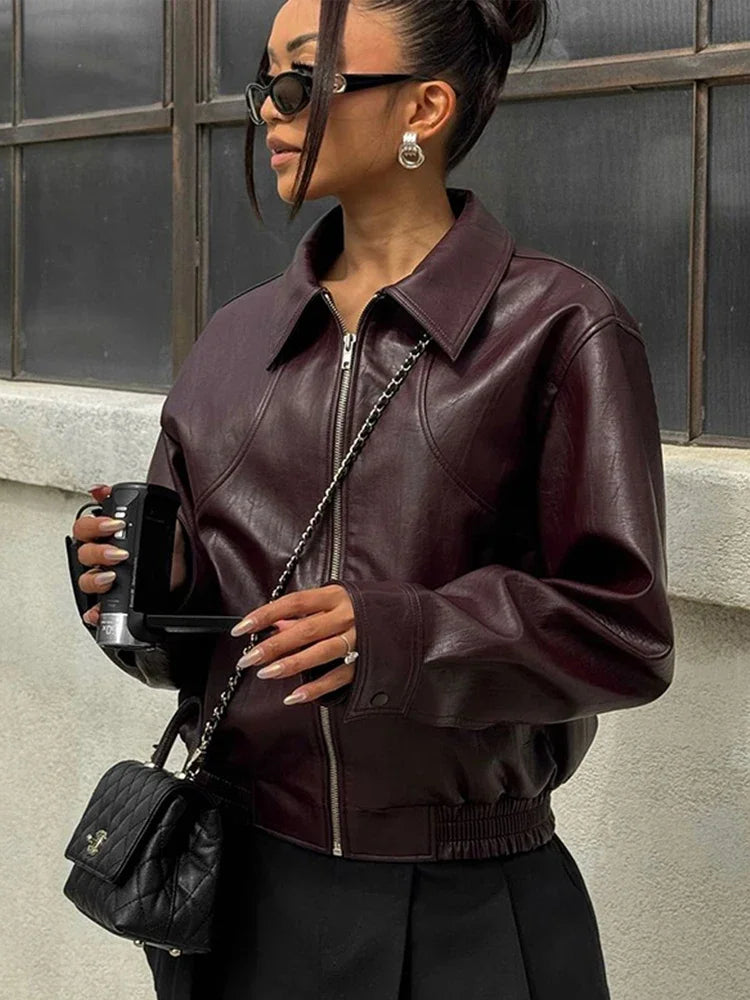 Sophie - Retro Short Leather Jacket