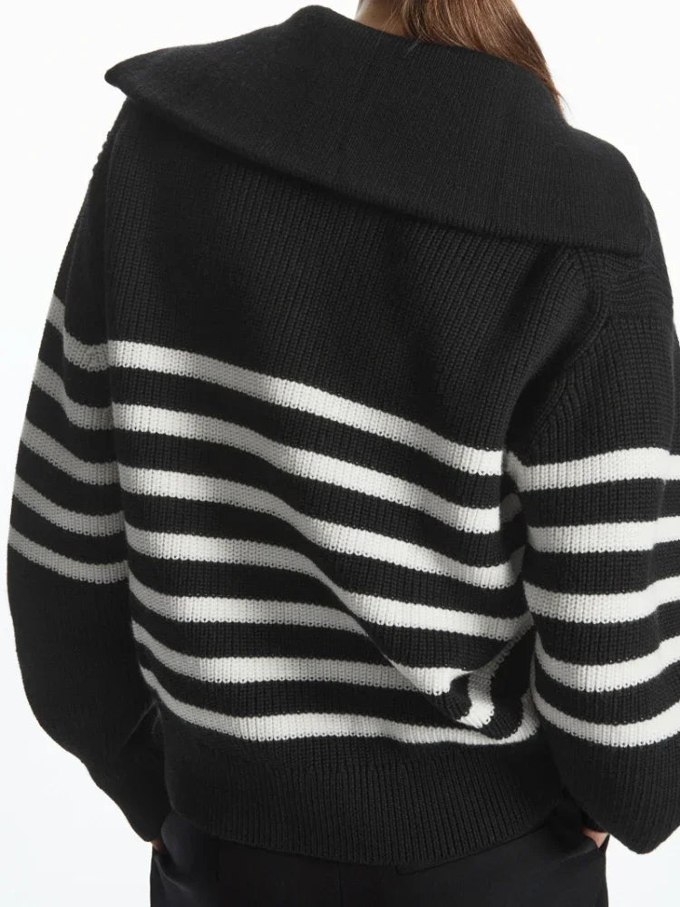 Mila - Casual Striped Half Zip Turtleneck Sweater