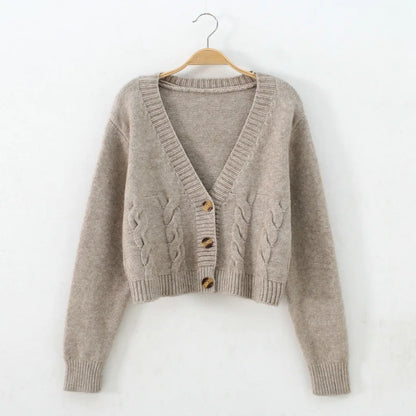 Chloe - Cropped V-Neck Knitted Cardigan