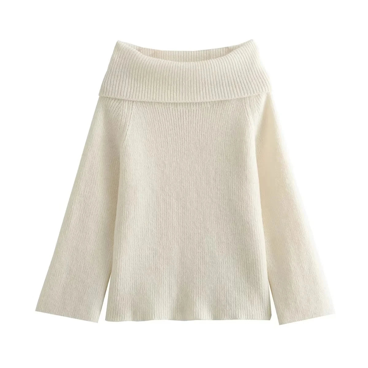 Sophie - Plain Off-Shoulder Knitted Sweater